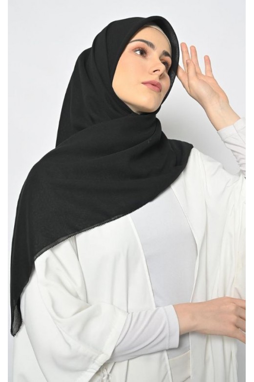 Hijab Segi 4 Voal Anabela Eyelash Black 